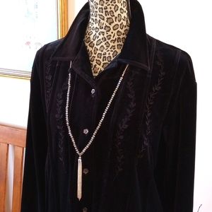 Freeport Studio Ladies Velvet Tunic Cardigan Size:S Color:Black NWT